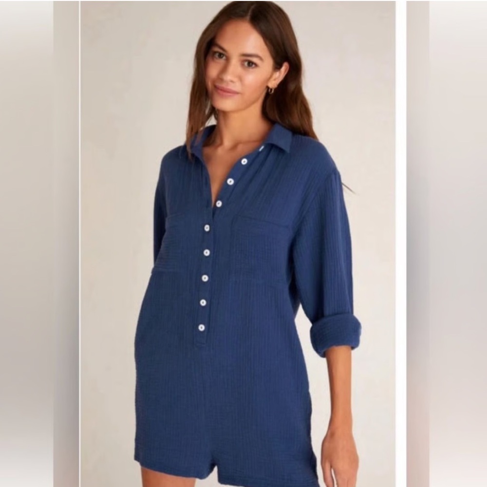 NWT Z Supply Maven Gauze Romper in Dark Indigo Size Small - Picture 3 of 13